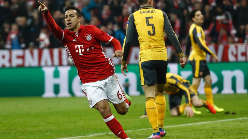 Thiago celebrates scoring his second goal of the night