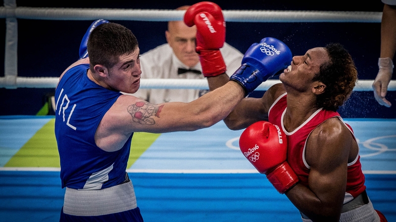 Joe Ward (L) was beaten in Rio by Carlos Andres Mina