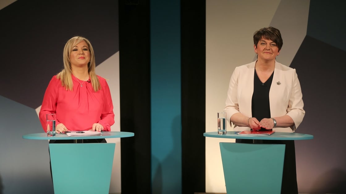Arlene Foster and Michelle O'Neill, leading a devolved administration