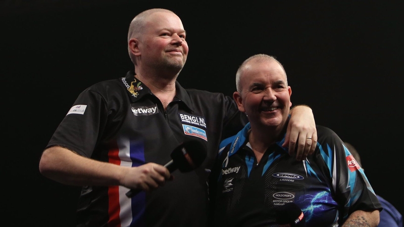Phil Taylor beat Raymond van Barneveld but the Dutchman was in good spirits afterwards (pic: @Raybar180 Twitter)