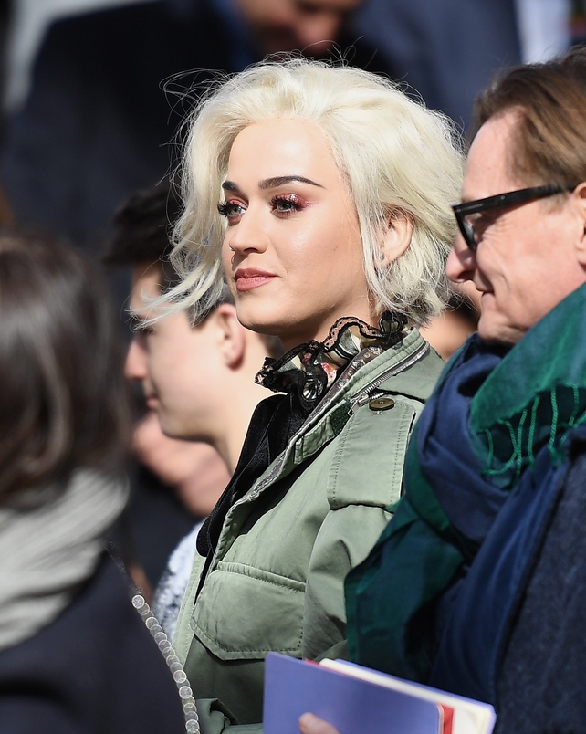 February 16th Day 7: A blond Katy Perry was at the Marc Jacobs fashion show.