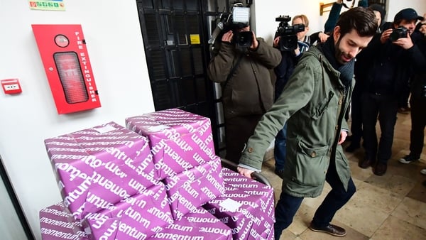 Some of the 266,000 signatures collected