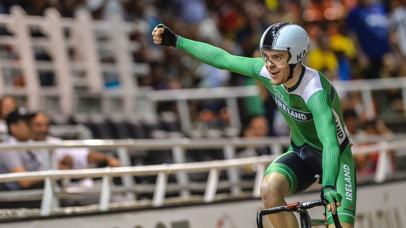 Mark Downey celebrates after winning another gold medal in Colombia