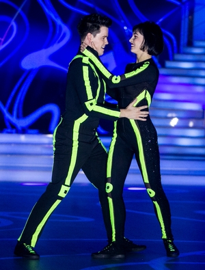 Week 7: Dayl and Valeria certainly switched it up this week with neon green bodysuits. Their salsa lit up the room and earned them the perfect score.