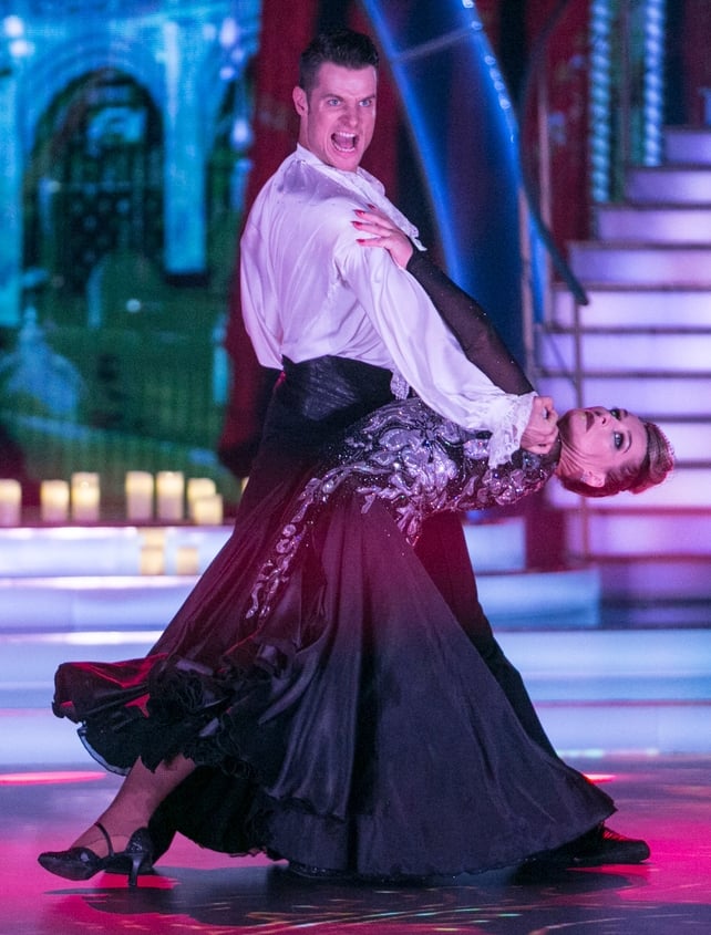 Week 7: We hardly recognised Katherine as she danced the Paso Doble with Vitali. That dramatic dress and vampy make-up transformed her.