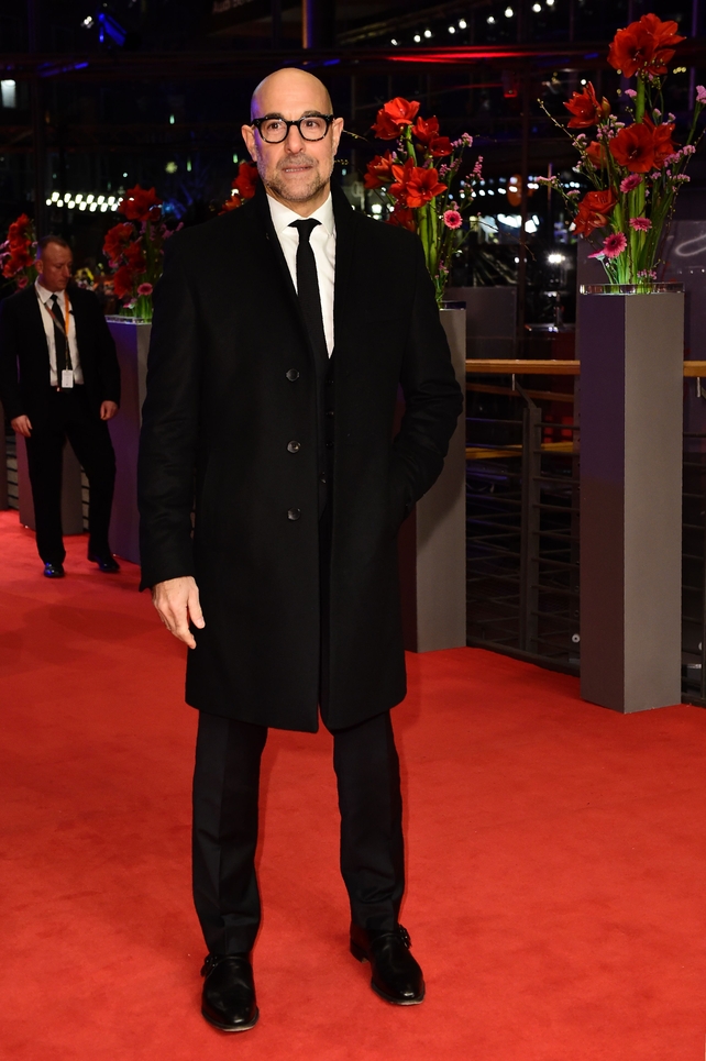 Genius actor and director Stanley Tucci looks slick while presenting his movie 'Final Portrait'.