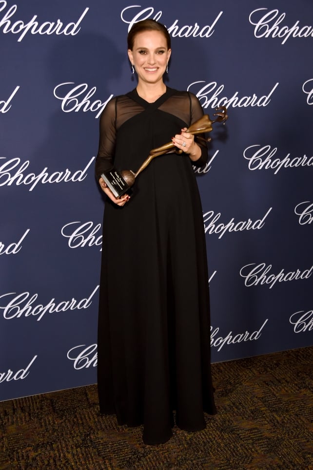 Radiant with cat-eye make-up and transparent sleeves in this Dior dress at the Palm Springs International Film Festival Awards Gala this year.