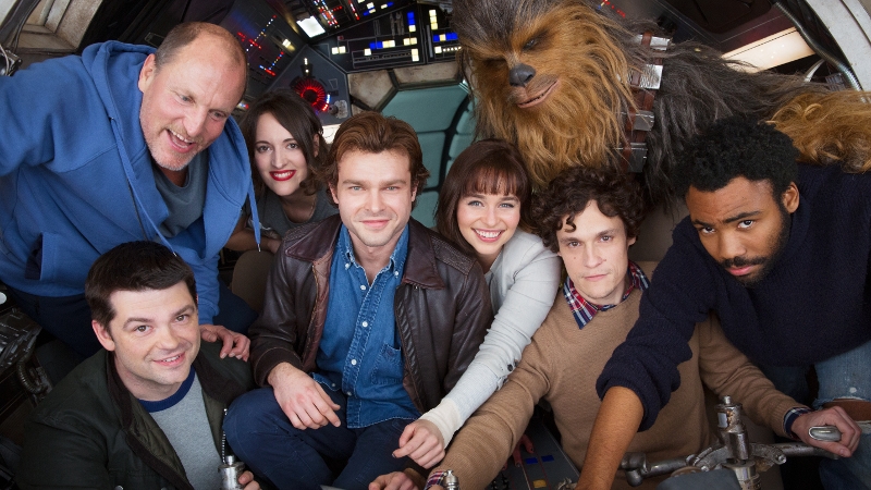 The cast of the Han Solo movie pictured on Tuesday at Pinewood Studios in London