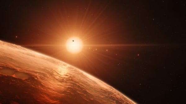 An artist's impression of the Trappist 1 system (Pic: ESO/M Kornmesser/spaceengine.org)