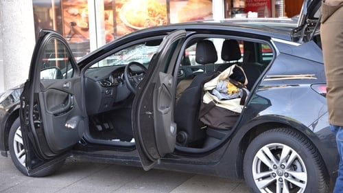 Police said the suspect was seen getting out of the vehicle with a knife and was later tracked down to a swimming pool