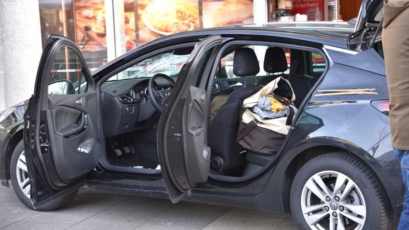 Police said the suspect was seen getting out of the vehicle with a knife and was later tracked down to a swimming pool