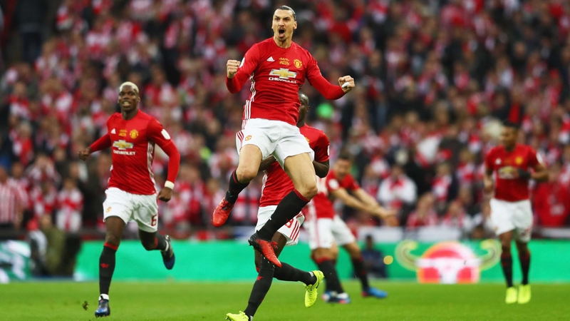Zlatan Ibrahimovic jumps for joy at Wembley