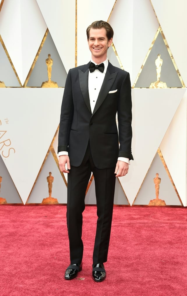 Nominee for Best Actor 'Hacksaw Ridge' Andrew Garfield looks ever-so-handsome in his classic black bow tie.