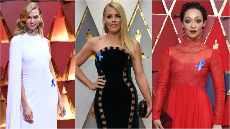 Loving nominee Ruth Negga arrived on the Oscars red carpet last night wearing a stunning Valentino gown and matching jewels by Irene Neuwirth for Gemfields but it was her blue ribbon that initially had everyone talking.