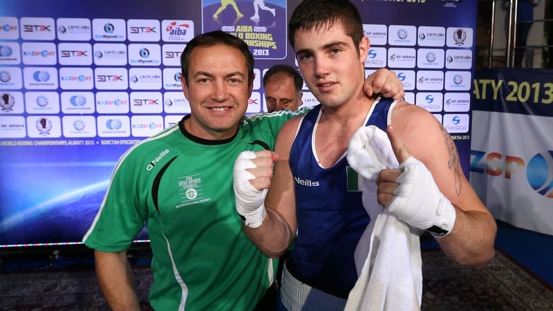 Eddie Bolger, left, with Irish boxer Joe Ward