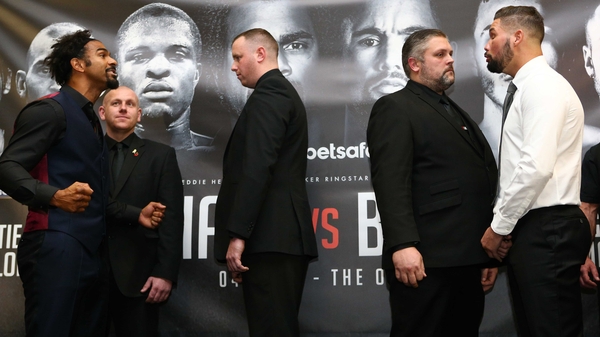 The boxers were separated by bouncers at a press conference on Monday