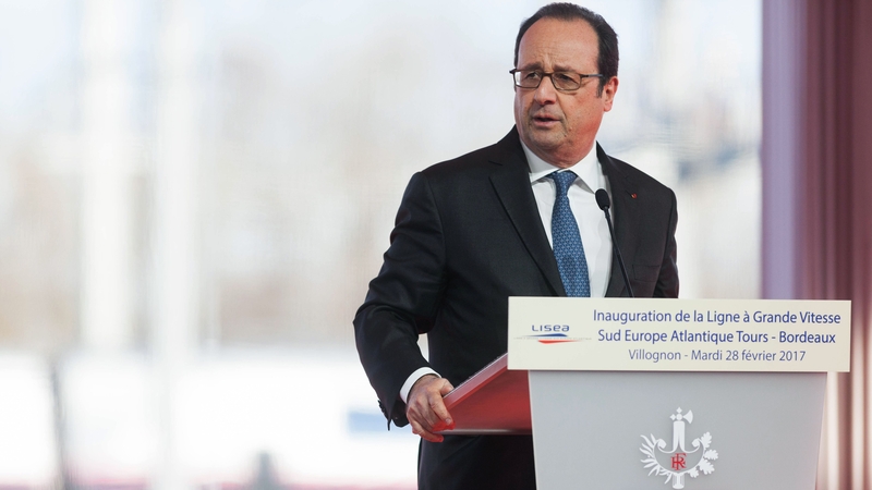 Francois Hollande was inaugurating part of a high-speed rail line