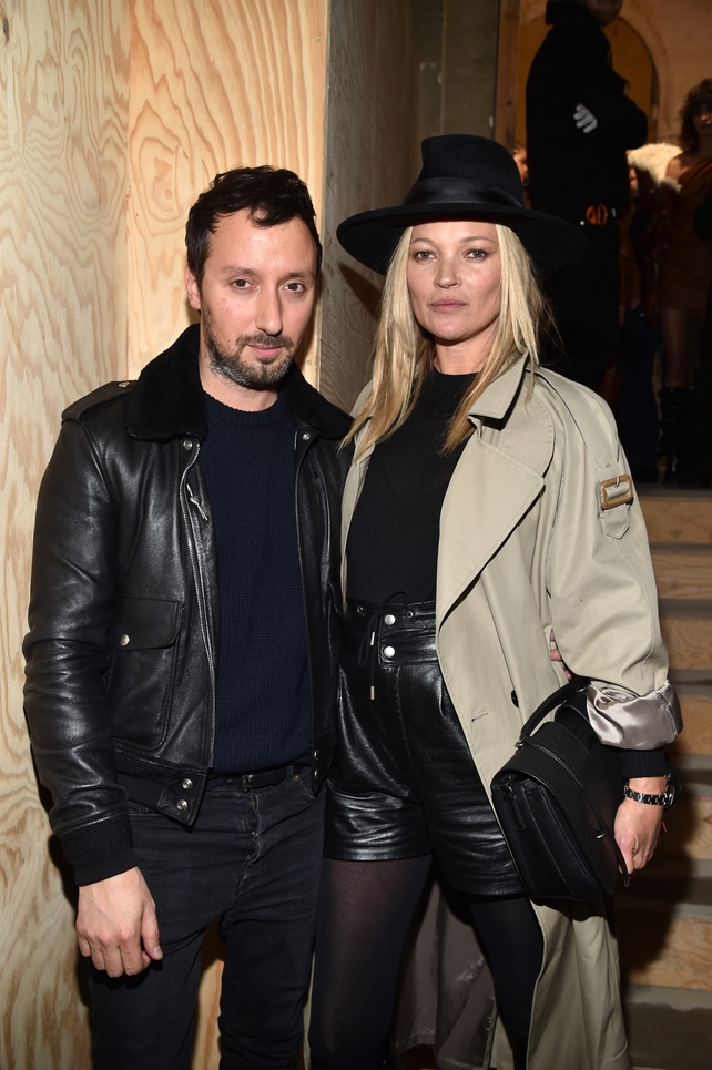 Saint Laurent creative director Anthony Vaccarello and Kate Moss at the Saint Laurent Fashion Show. Kate's timeless style is such a source of inspiration!