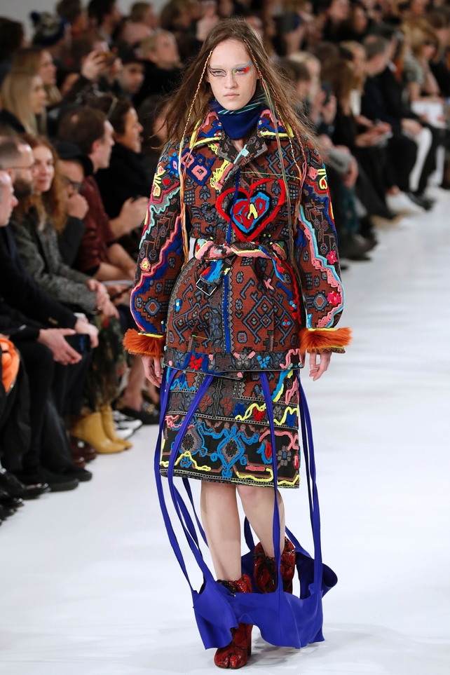Mongolian pattern with pops of colour at the Maison Margiela Fashion Show.
