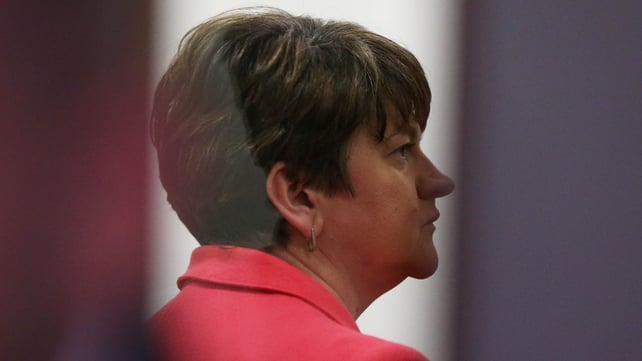 Leader of the Democratic Unionist Party Arlene Foster arrives at the Omagh count centre