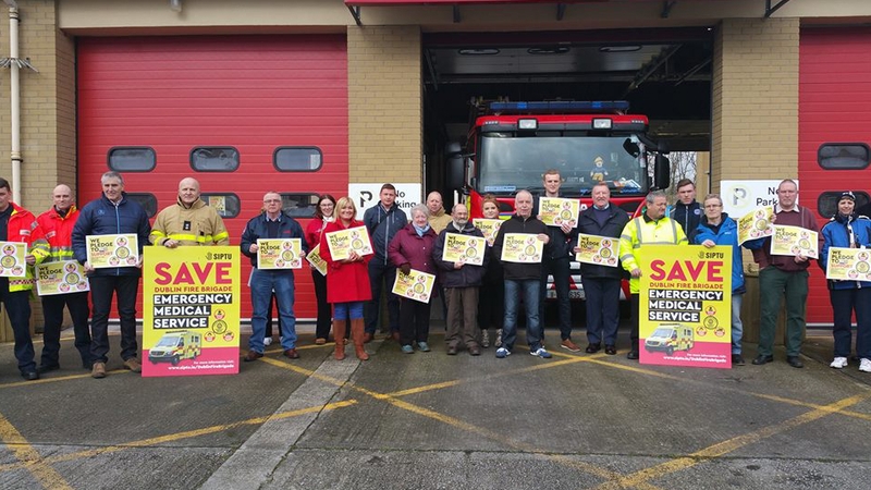 Firefighters and supporters protest outside Finglas Fire Station