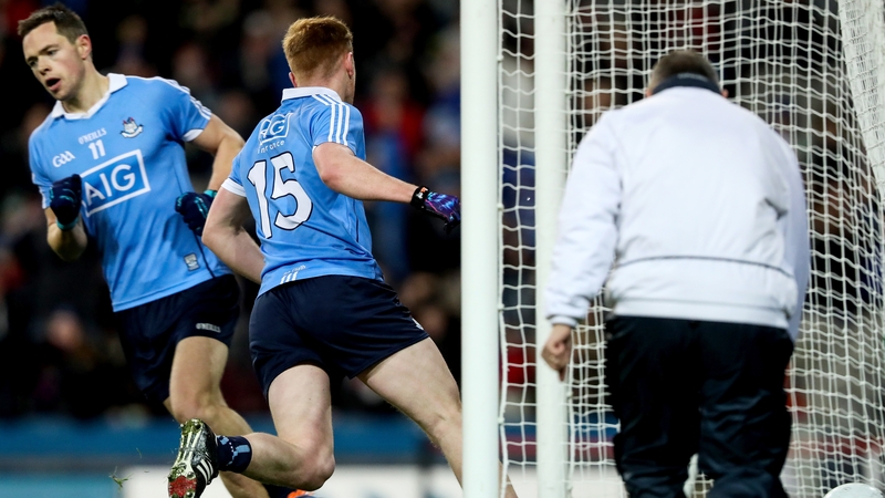 Conor McHugh finds the net in the first half against Mayo