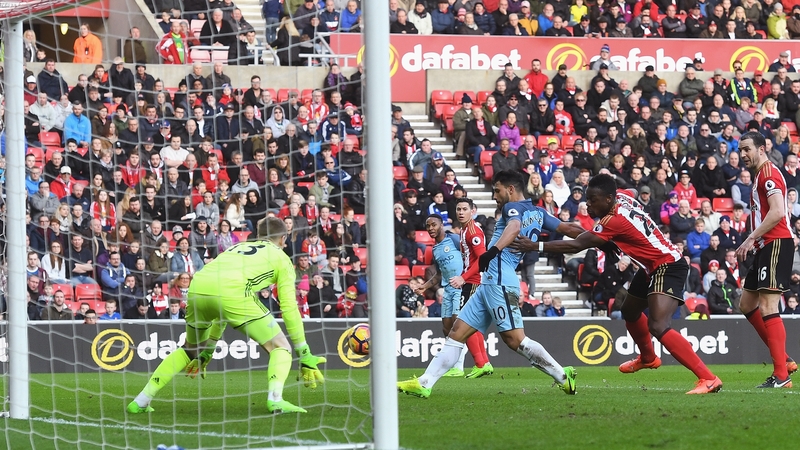 Sergio Aguero opens the scoring for City
