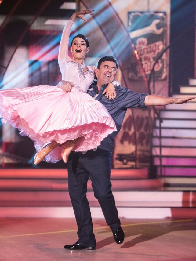 Week 9: Dancing Dessie Cahill rocked his American Smooth in an Uptown Girl inspired mechanic's uniform.