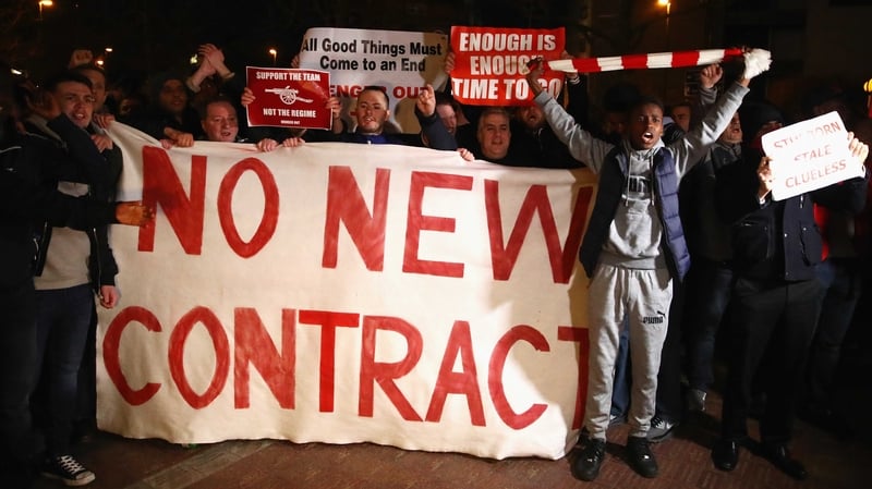 Arsenal fans marched in protest before the 5-1 defeat to Bayern Munich at the Emirates