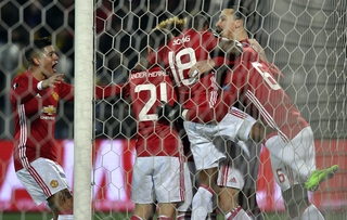 Zlatan Ibrahimovic after Manchester United opened the scoring in their Europa League tiel
