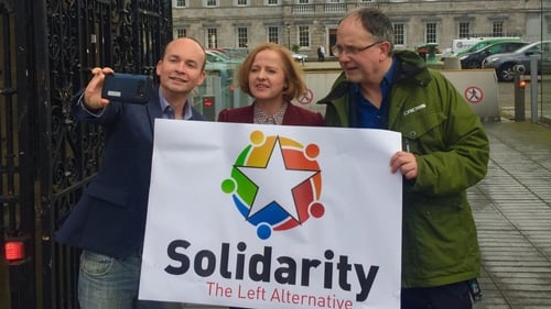 Smile: Solidarity TDs (left to right) Paul Murphy, Ruth Coppinger and Mick Barry introduce the new party