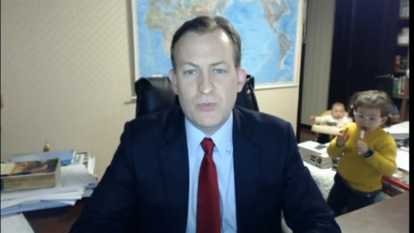 Prof Kelly and his adorable scene-stealing kids