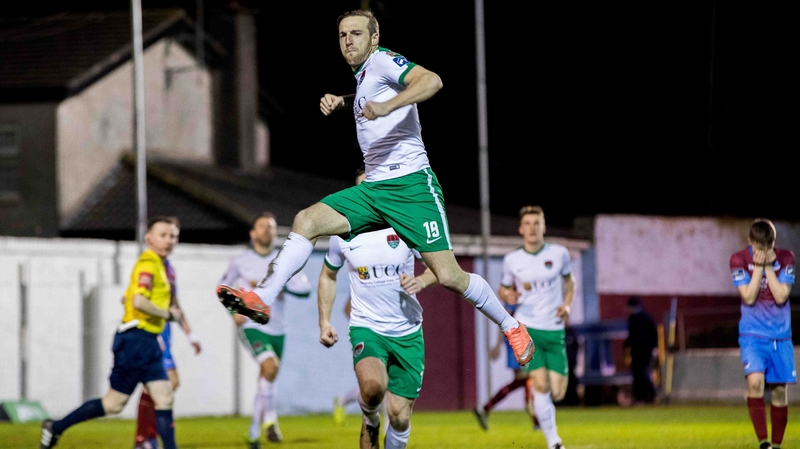 Karl Sheppard celebrates his goal against Drogheda