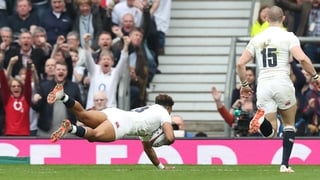 England's Anthony Watson scores a try