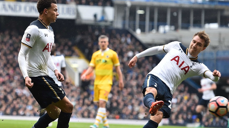 Christian Eriksen (r) opened the scoring at the Lane