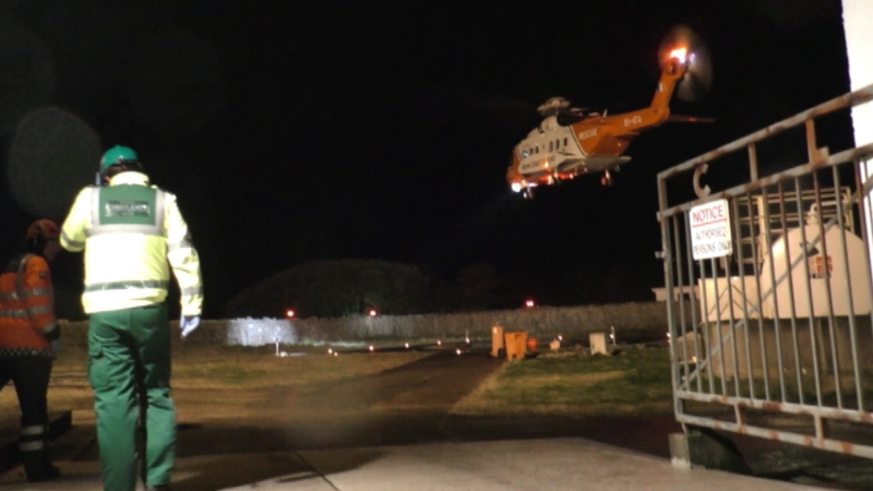 A major sea search was launched after communications with a Coast Guard rescue helicopter was lost at 12.45am