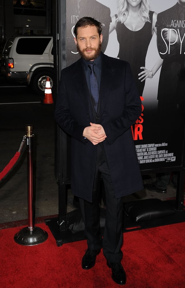 Keeping it simple with a trendy beard and navy suit at the 'This Means War' premiere in 2012.