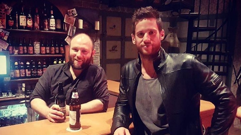 Dan Ewing with former Home and Away star Sam Atwell in Carrigstown
