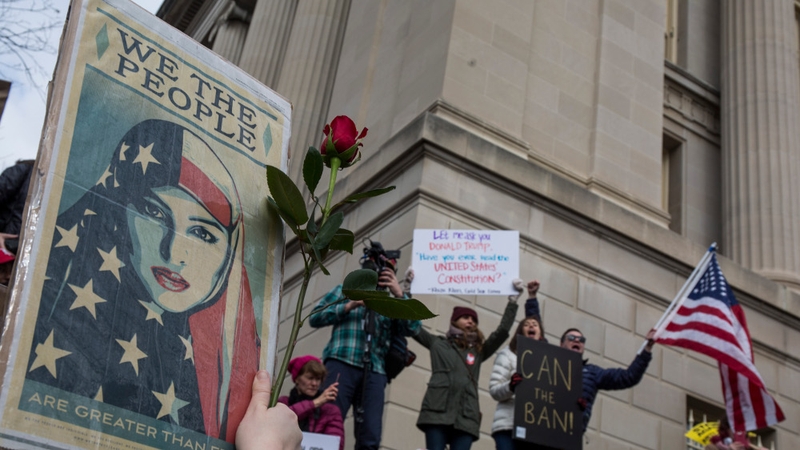 Protests have been held across the US over the travel ban
