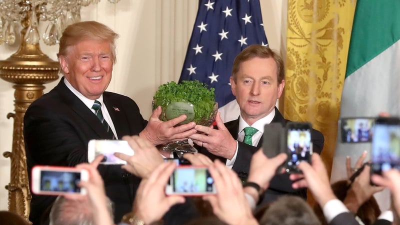 Taoiseach Enda Kenny presented Donald Trump with a bowl of shamrock at the White House