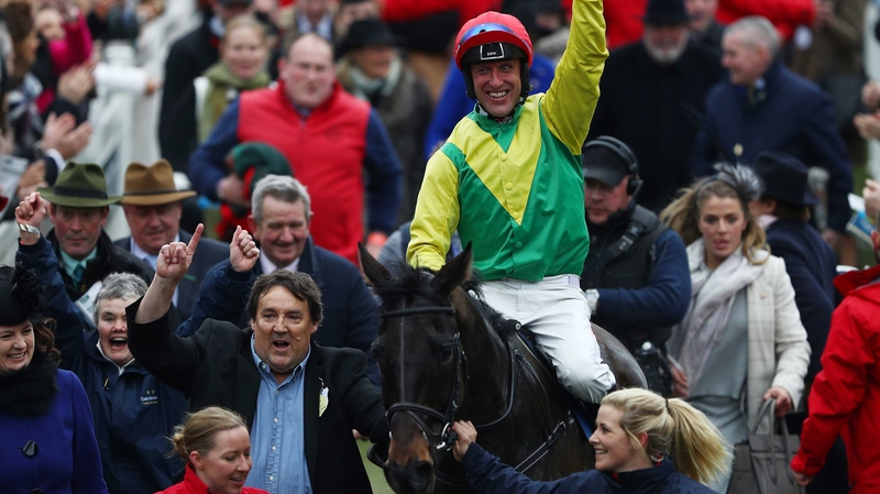 Robbie Power celebrates his victory aboard Sizing John