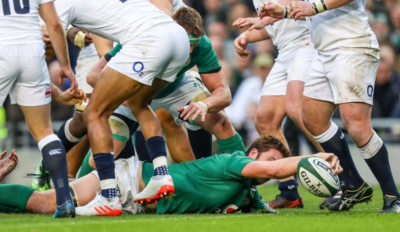 Henderson powers over for his first-half try against England