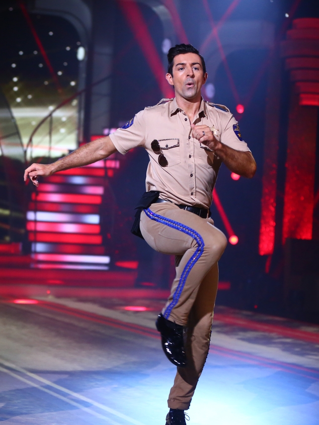 Week 11: Aidan jived onto the stage in this form fitting costume complete with sunglasses.