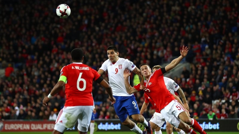 Aleksandar scores Serbia's equaliser against Wales in last November's qualifier in Cardiff