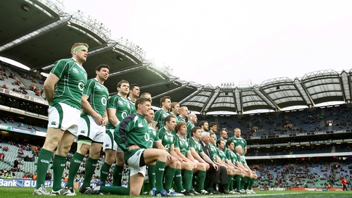 The Ireland rugby team at Croke Park before their Six Nations clash against England in 2009