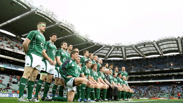 The Ireland rugby team at Croke Park before their Six Nations clash against England in 2009