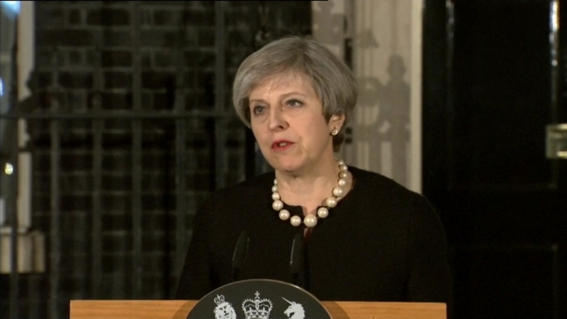 Mrs May addressed the media outside 10 Downing St tonight