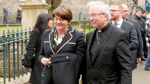 DUP leader and former first minister Arlene Foster arrives at the church