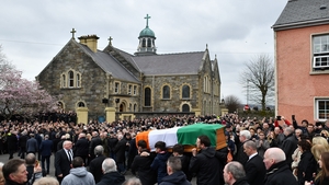 The coffin arrives at St Columba's Church
