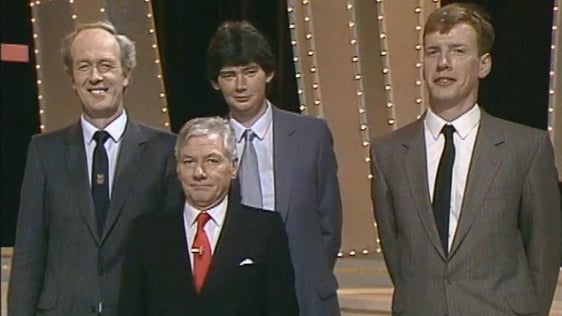 Contenders for the title of Tallest Man in Ireland with Gay Byrne (1987)